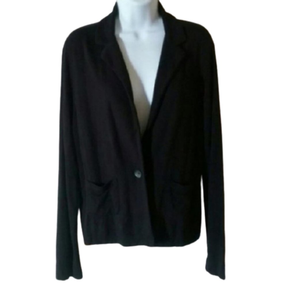 {CAbi} Black Blazer Collar One Button Cardigan